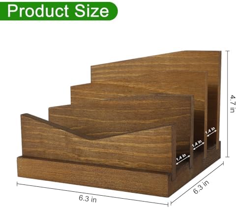 Picowe Desk Mail Organizer Wooden Mail Holder, 3 Slots Letter Holder Organizer Envelope Organizer for Home Office - Image 2