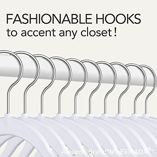 50 Pack Slim Plastic Clothes Hangers,White | 17.7 in adult size, 0.2 in profile, non-velvet ABS, anti-slip grooves, Closets/dorms/laundry - Image 2