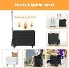 VECELO Foldable Shopping Cart with Wheels, Collapsible Rolling Crate for Groceries, Folding Storage Box with Handle, Three Modes of Use, Ideal for Teacher, Trip, Outdoors, Etc., 23GAL, Black - Image 6