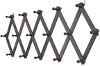 SCUNDA Rustic Wall Mounted Hat Rack with Space Saving Accordion Design, Expandable Hat Holder with 16 Wood Hooks, Modern Farmhouse Wall Hanger for Mug, Coat, Bags(Shabby Grey) by SCUNDAHOME