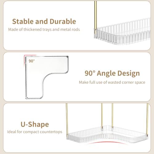 Bathroom Counter Organizer, 3-Tier Corner Makeup Organizer Shelf, Clear - Image 4