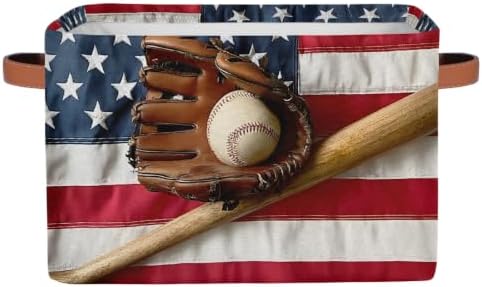 Baseball Storage Basket Toy Storage Bins Collapsible Cube Organizer by hongjinglin