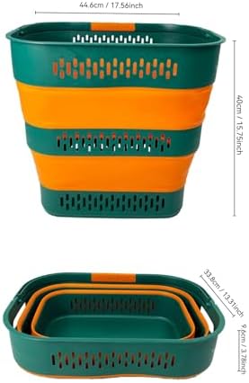 SAMMART 38L(10 Gal) Collapsible Laundry Basket - Foldable Pop-Up Storage Container/Organizer-Portable Space Saving Hamper, Measure 17.5x13.3x15.7/3.8" Expanded/Collapsed (1, Teal Green/Autumn Leaf) - Image 6