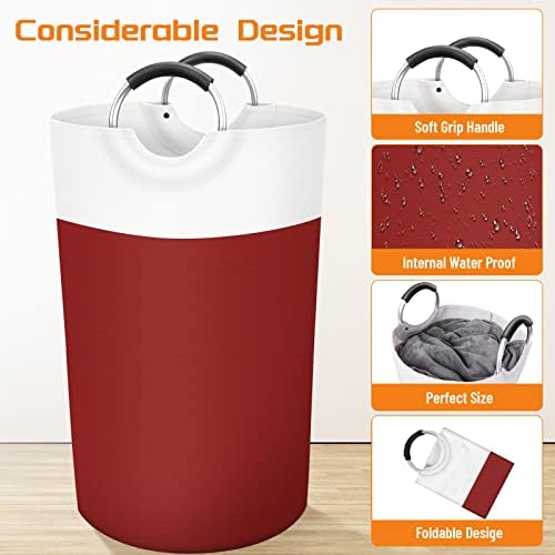 BlissTotes 90L Laundry Basket, Freestanding Collapsible Hamper, Red - Image 3