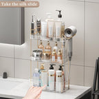 YCIA&DONE Luxury Bathroom Counter Organizer, Large Makeup Organizer Countertop, Shelf Organizer, Vanity Tray, Easily Assemble for Bathroom Organizers and Storage, Undersink, Cabinet, 3 Tiers Clear - Image 5