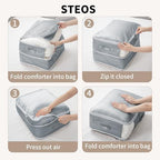 DIMJ Comforter Storage Bag - Large Capacity Ultra Space Saving Self Compression Organize for Duvet, Pillow, Bedding, Blanket Storage Organizer Nylon Compression Bags, Sheet Storage with Zipper, 4 Pack - Image 5