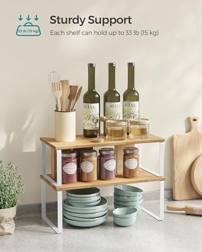 SONGMICS Cabinet Organizer Shelf, Set of 4 Spice Rack, Kitchen Storage - Image 5