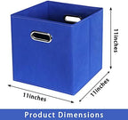 Dark Blue Fabric Storage Bins, Set of 3, 11x11x11, Foldable Cube Bins for Cloth or Accessory Storage - Image 2