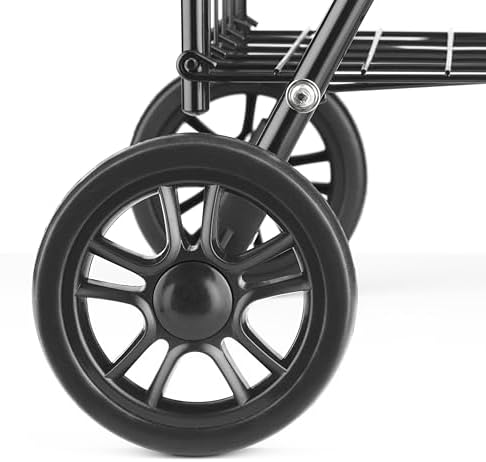 Whitmor Foldable Utility Shopping Cart with Wheels, Heavy Duty Metal Grocery Cart, Portable Foam Handle, Rolling Collapsible Trolley for Groceries, Laundry, Storage, Black - Image 4