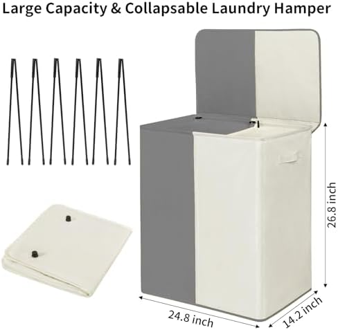 WOWLIVE Double Laundry Hamper with Lid, 154L Large Laundry Basket Organizer - Image 5