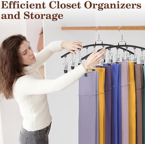 2 Pack Legging Organizer for Closet 360° Swivel, Metal Gym Clothes Organizer w/20 Clips Holds 20 Leggings, Hangers Space Saving, Closet Organizers and Storage, Dorm Room Organization Essentials, Black - Image 6