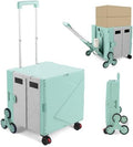 76L Folding Utility Cart Portable Rolling Crate Handcart Shopping Collapsible Tool Box with Stair Climbing Wheels,Hidden Lid,2 Rotate Wheels,for Grocery,Shopping,Office,Storage(Green) by ZIYOULANG