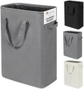 Slim Laundry Hamper Handles Collapsible Laundry Basket Thin Dirty Clothes Basket Narrow Laundry Bag Foldable Dirty Hamper 45L (21 inches,Grey) by ZeroJetLag