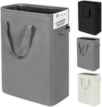 Slim Laundry Hamper Handles Collapsible Laundry Basket Thin Dirty Clothes Basket Narrow Laundry Bag Foldable Dirty Hamper 45L (21 inches,Grey) by ZeroJetLag