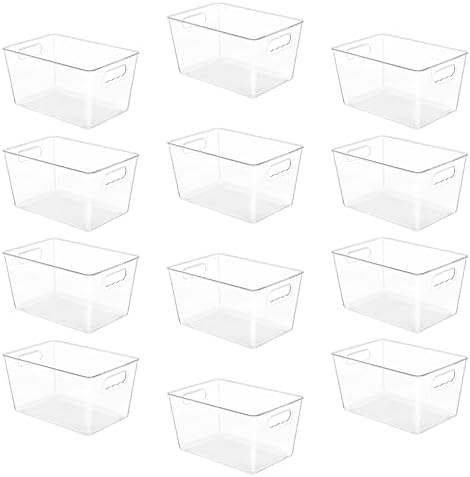 YIHONG 12 Pack Clear Storage Bins, Pantry Organizer Bins with Handle, Large by YIHONG