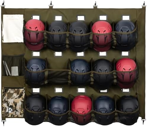 KAVIGOR Baseball/Softball Dugout Organizer - 15+ Helmet & Glove Storage Bag, Military-Grade 900D Fabric & 6 Reinforced Steel Hooks by KAVIGOR