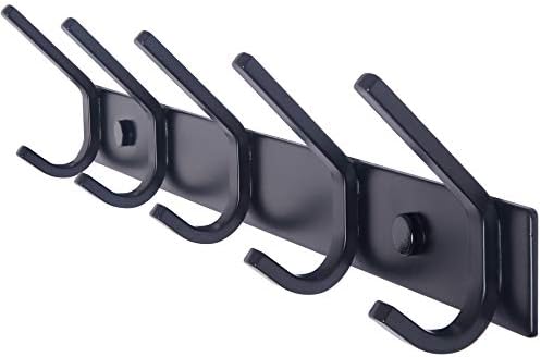 WEBI Coat Rack Wall Mounted,5 Coat Hooks for Hanging Coats,Heavy Duty Metal Double Hook Rack Hook Rail Wall Coat Rack with Hooks Coat Hanger Wall Mount for Clothes Entryway Jacket,Black by WEBI