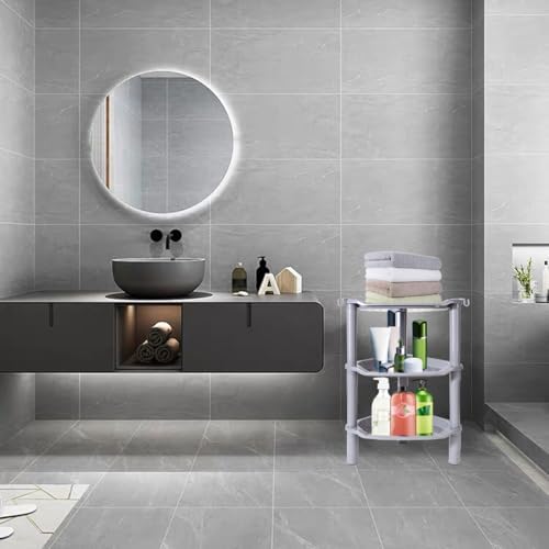 3 Tier Shower Caddy Corner,Plastic Shower Shelf Organizer for Inside Bathroom, Bathtub, Shower Pan, 13.5 x 10 x 26 Inches,Grey(Round Slot Grey 3 Tier) - Image 6