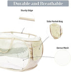 Durable Collapsible Laundry Baskets, Mesh Pop Up Laundry Hamper with Side Pocket, Foldable Clothes Storage Hamper with Reinforced Carry Handles for Laundry, Bathroom, Kids Room, Dorm or Travel Beige - Image 4
