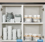 NEX Kitchen Cabinet and Counter Shelf Organizer, Stackable & Expandable, Black and Natural - Image 4