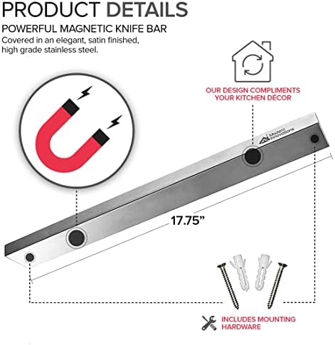 Modern Innovations Magnetic Knife Holder for Wall and Fridge - 18" Knife Magnetic Strip, Magnet Kitchen Knife Holder and Rack, Stainless Steel Magnetic Knife Bar for Kitchen Utensils - Image 2