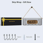 SRIWATANA Mail Organizer Wall Mount, 5 Key Hooks, Large, Carbonized Black - Image 3