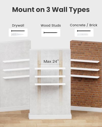 Amada 35.4" Floating Shelves for Wall Decor & Storage, Set of 3, White - Image 7
