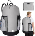 BALEINE 150L Laundry Bag Backpack, 900D Oxford Fabric Large Travel Laundry Bags with Shoulder Straps and 2 Mesh Pockets for College Dorm, Apartment, Laundromat (Grey, 150L) by BALEINE