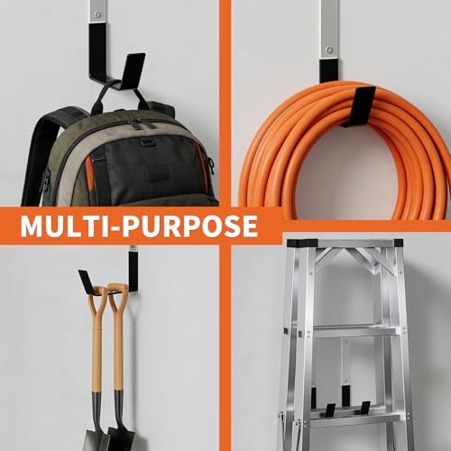 GeeWatom Heavy Duty Steel Garage Hooks,Garage Storage Utility Hooks,Anti-Slip Garage Hooks,Garage Garden Tool Organizer,Steel Wall Mount Hooks, Garden Hose Hanger, Black J Hooks (Large-2PC) - Image 6