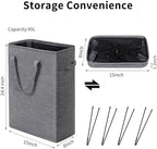 ZJL Narrow Laundry Hamper, Skinny Laundry Basket, 45L Dark Grey, 24" - Image 3