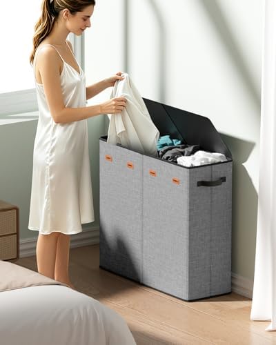 185L Laundry Hamper 4 Section with Lid & Removable Bags - Image 2