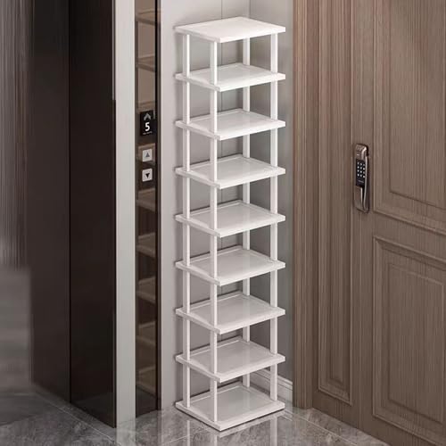 Bamboo Shoe Rack 12 Tier- Vertical Shoe Rack for Small Spaces, Tall Narrow Shoe Rack Organizer for Closet Entryway Corner Garage and Bedroom,Skinny Shoe Shelf with Free Stackable DIY White Storage - Image 3