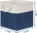 Temary Fabric Storage Cubes 11x11 Cube Storage Bins 4Pack Blue Basket for Organizing Home, Closet, Empty Gift Baskets with Handles (White&Blue) - Image 2