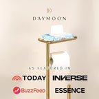 Day Moon™ - Toilet Paper Holder - Modern Roll Holder for Bathroom - 1 Pack - Free Standing - with Shelf, Gold - Image 6