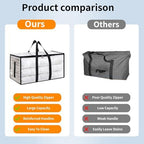6 Pack-Extra Large Heavy Duty Moving Bags - Waterproof Storage Totes with Handles & Zippers, Foldable for College Dorm, Storage (Clear) - Image 3