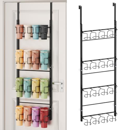 SWTYMIKI 4-Tier Water Bottle Organizer – Over the Door Stanley Cup Holder, Cup Organizer for Door or Wall Mount Option, Stanley Accessories for Pantry, Dorm, Office, RV Use, Black by SwtyMiki-TidyHomeSweetLife