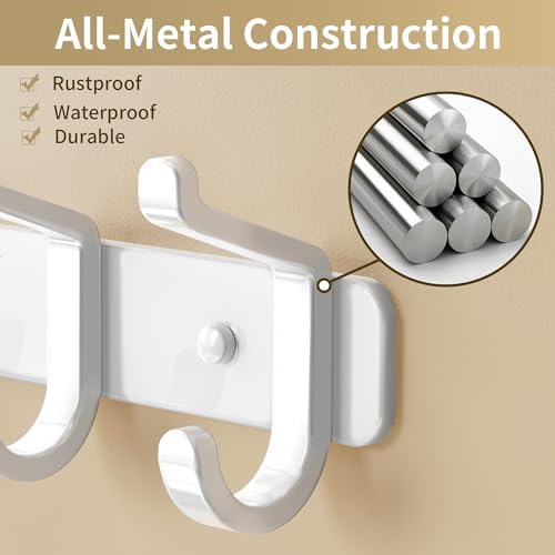 Coat Rack Wall Mount Heavy Duty, Wall Coat Hanger with Hooks, White 1 Pack - Image 3
