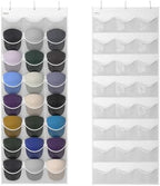 Baseball Hat Rack, 24 Pocket Over-The-Door Hat Organizer with Clear Deep Pockets to Display Baseball Caps Collection, Complete with 3 Over Door Hooks (White, 24 Pockets) by Unjumbly
