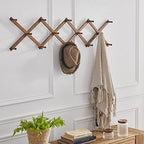 SKOLOO Hat Rack for Wall with 14 Hooks, Pack of 2, Solid Wooden, Modern, Expandable Coat Rack Wall Mount for Coats, Hats, Bags, Baseball Caps, Walnut Color - Image 2