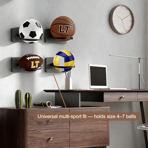 Basketball Holder Wall Mount — Ball Holder Wall Mount,Ball Storage Display Rack for Autograph Basketballs, Soccer/Volleyball Holder，Sports Accessories Organizer - Image 4