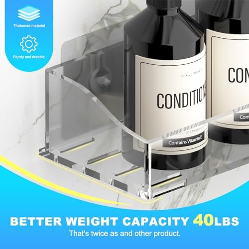 Clear Acrylic Shower Shelves, Adhesive Bathroom Caddy Organizer, 3-Pack - Image 4