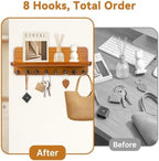 Key Holder for Wall, Mail Organizer Wall Mount with 8 Hooks Wooden Hanging Key Rack for Home Decor, Hallway, Entryway (Yellow) - Image 3