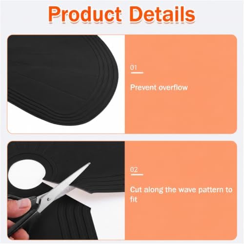 2 PCS 26.5" Lazy Susan Shelf Liner, Silicone Non-Slip Heat Resistant Turntable Mat, Pie Cut Organizer for Kitchen Cabinet Drawer Refrigerator Cupboard, Black - Image 6