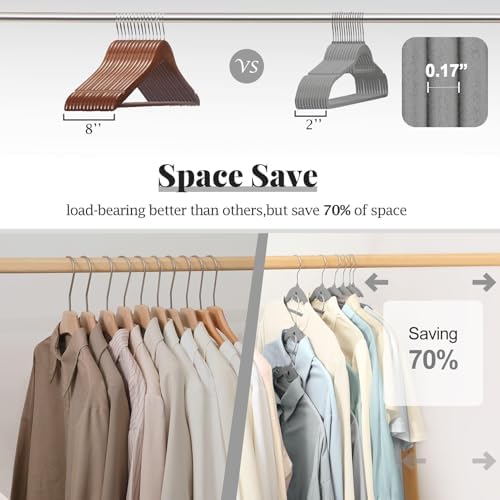 Velvet Hangers 50 Pack, S-Shaped and Stackable Felt Hanger(Gray) - Image 6