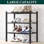 Smiry Bamboo Shoe Rack, 8 Vertical Slats, 3 Tier - 17.3" Wide, Black - Image 5