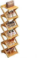Bamboo Shoe Rack - No Assembly Required, Tall Narrow Foldable Shoe Organizer, Space-Saving Multifunctional Shelf for Entryways, Corners, Bedrooms, Balconies, 6 Layer(Reinforced and Thickened) by XZXWZX
