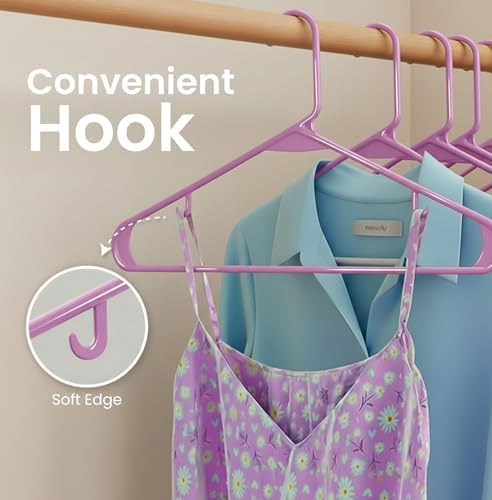 Utopia Home Plastic Hangers 50 Pack – Built-in Strap Hooks Pink | Space saving | Durable & strong | Closet organizer | Clothes hangers | Ideal for shirts, pants, skirts & coats - Image 5