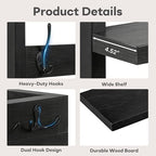 29" Wall Coat Rack with Shelf & Mail Organizer, Entryway Black - Image 5