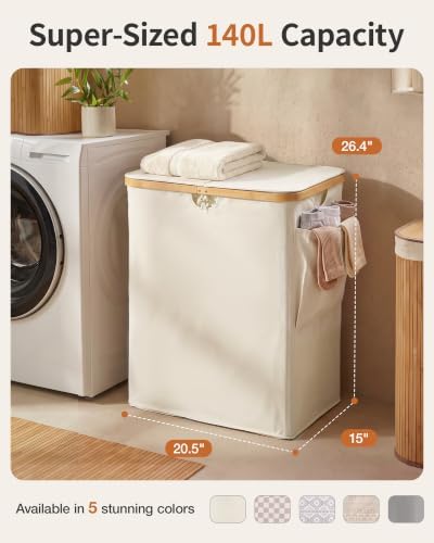 MIZATTO 2 Section Laundry Hamper with Lid, 140L Dirty Clothes Hamper - Image 4