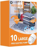 GONGSHI Vacuum Storage Bags with Electric Pump, 10-Pack, Large | Ideal for Comforters, Blankets, Bedding and Bulky Clothing; Great for Closet Organization, Seasonal Storage and Moving by GONGSHI